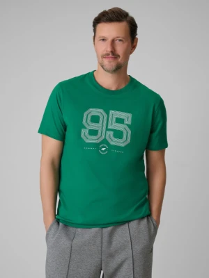 Męski t-shirt z nadrukiem 4F 4FWSS26TTSHM3327 - zielony