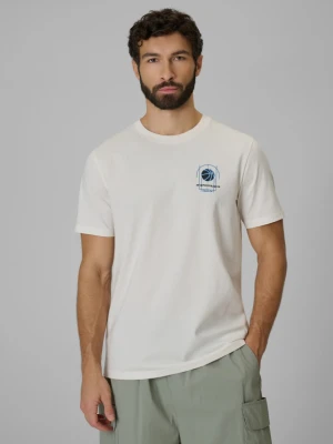 Męski t-shirt z nadrukiem 4F 4FWSS26TTSHM3329 - beżowy