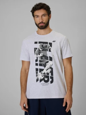 Męski t-shirt z nadrukiem 4F 4FWSS26TTSHM3330 - szary