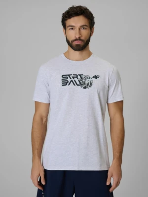 Męski t-shirt z nadrukiem 4F 4FWSS26TTSHM3331 - szary