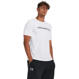 Męski t-shirt z nadrukiem Under Armour UA Camo Chest Stripe SS - biały