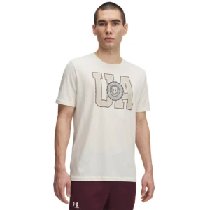Męski t-shirt z nadrukiem Under Armour UA College Crest Logo - beżowy