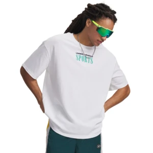 Męski t-shirt z haftem Under Armour UA Heavyweight Sports - biały
