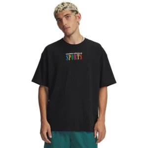 Męski t-shirt z haftem Under Armour UA Heavyweight Sports - czarny