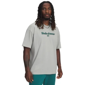 Męski t-shirt z nadrukiem Under Armour UA Heavyweight Wordmark - szary
