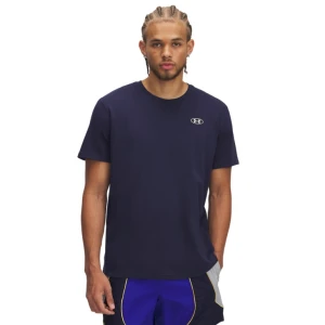 Męski t-shirt z nadrukiem Under Armour UA Hw Lc Patch SS - granatowy