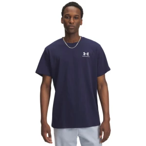 Męski t-shirt z nadrukiem Under Armour UA Logo Emb Heavyweight SS - granatowy