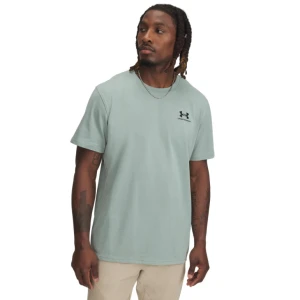 Męski t-shirt z nadrukiem Under Armour UA Logo Emb Heavyweight SS - zielony