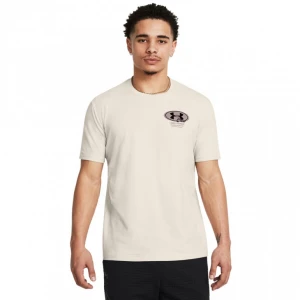 Męski t-shirt z nadrukiem Under Armour UA M Grounds Crew Hw Ss - beżowy