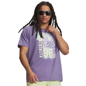 Męski t-shirt z nadrukiem Under Armour UA M LOGO COLLAGE - fioletowy