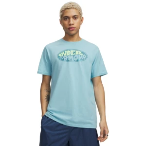 Męski t-shirt z nadrukiem Under Armour UA M OVAL WM SS - niebieski