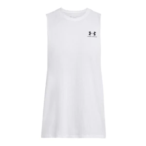 Męski top treningowy Under Armour UA Left Chest Cut Off Tank - biały