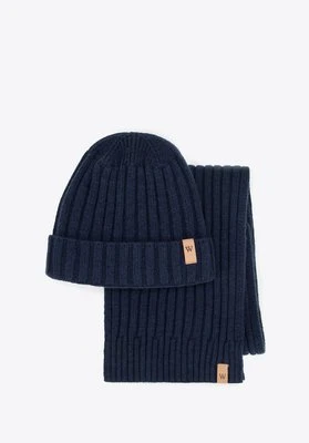 Męski zestaw zimowy z wełną granatowy Wittchen