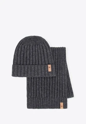 Męski zestaw zimowy z wełną szary Wittchen