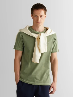 Męski zielony t-shirt z efektem wyblaknięcia GANT