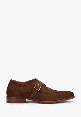 Męskie buty monki ze skóry zamszowej ciemny brąz Wittchen