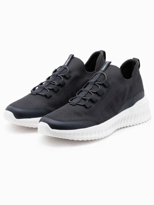 Męskie buty sneakersy wsuwane wykonane z lekkich materiałów - grafitowe V1 Ombre Clothing grafitowy