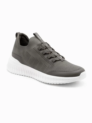 Męskie buty sneakersy wsuwane wykonane z lekkich materiałów - khaki V2 - Rozmiar: 41 Ombre Clothing