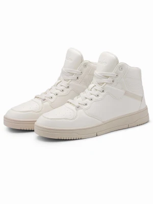Męskie buty sneakersy z wysoką cholewką – białe V1 - Rozmiar: 45 Ombre Clothing