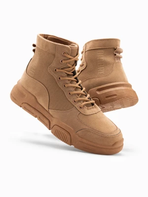 Zdjęcie produktu Męskie buty sneakersy za kostkę z rzeźbioną podeszwą – piaskowe V3 Ombre Clothing