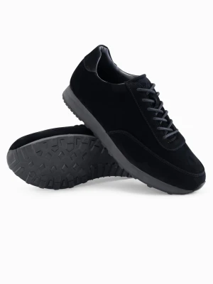 Męskie buty sportowe sneakersy z ekoskóry o zamszowym wykończeniu– czarne V1 - Rozmiar: 41 Ombre Clothing