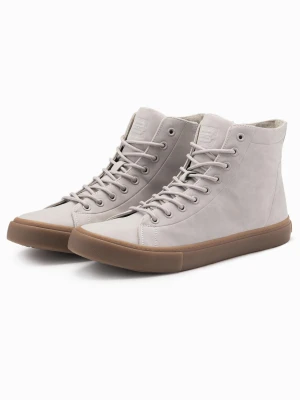 Męskie buty trampki za kostkę z gumową podeszwą – popielate V3 - Rozmiar: 42 Ombre Clothing
