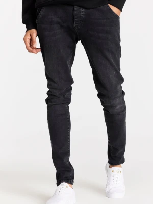 Męskie czarne sprane wąskie jeansy SikSilk