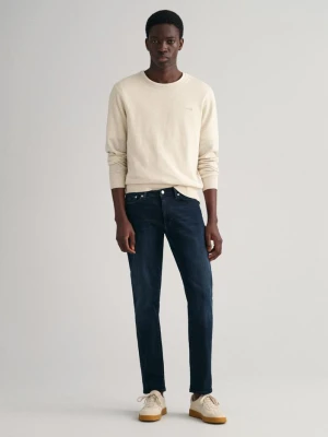 Męskie granatowe jeansy o bardzo wąskim kroju GANT