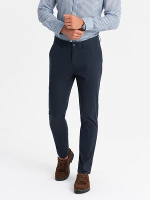Męskie jednolite spodnie chino SLIM FIT – granatowe V4 Ombre Clothing
