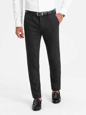 Męskie klasyczne spodnie chino z delikatną teksturą - czarne V5 Ombre Clothing