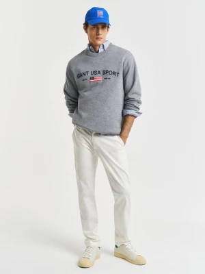 Męskie kremowe chinosy sportowe slim fit GANT