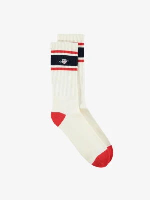 Męskie kremowe skarpety sportowe z logo GANT