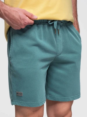 Męskie krótkie spodenki dresowe RELAXED FIT w stylu athleisure – turkusowe V1 - Rozmiar: XL Ombre Clothing turkusowy
