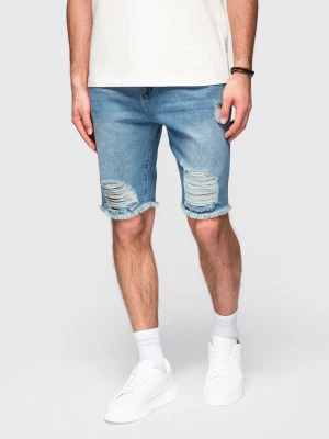 Zdjęcie produktu Męskie krótkie spodenki jeansowe z przetarciami i dziurami – niebieskie V3 - Rozmiar: L Ombre Clothing