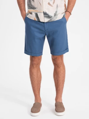 Zdjęcie produktu Męskie krótkie spodenki z dodatkiem lnu - niebieski denim V5 OM-SRCS-0131
 -                                    S Ombre