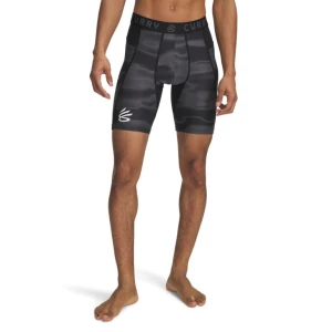 Męskie legginsy krótkie treningowe Under Armour UA Curry HG Prtd Shorts - czarne