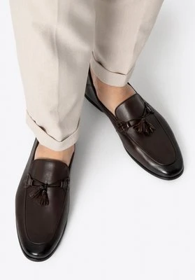 Męskie mokasyny ze skóry z chwostem jasny brąz Wittchen