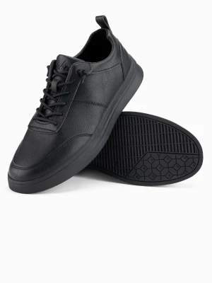 Zdjęcie produktu Męskie monochromatyczne buty w stylu sportowym z przeszyciami – czarne V4 Ombre Clothing