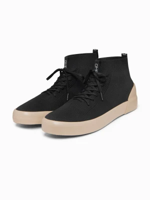 Męskie monochromatyczne trampki z wysoką bawełnianą cholewką - czarne V4 - Rozmiar: 42 Ombre Clothing
