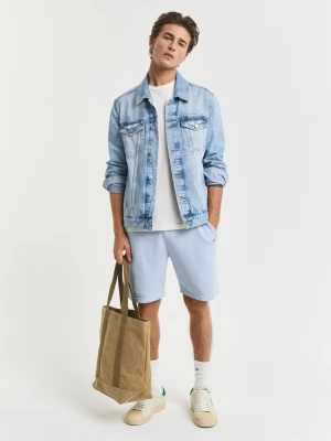 Męskie niebieskie spodenki dresowe z wyhaftowaną tarczą gant