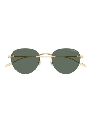 Męskie okulary przeciwsłoneczne zielone soczewki i metalowa oprawka Montblanc