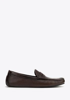 Męskie półbuty slip-on ze skóry brązowe Wittchen
