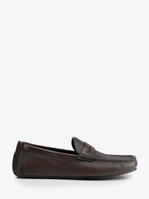 Męskie półbuty slip-on ze skóry brązowe Wittchen