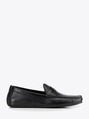 Męskie półbuty slip-on ze skóry naturalnej czarne Wittchen
