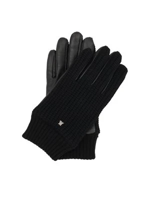 Męskie rękawice wełniane ze skórą i monogramem Kazar