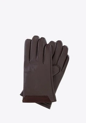 Męskie rękawiczki ocieplane ze skóry brązowe Wittchen