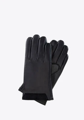 Męskie rękawiczki ocieplane ze skóry czarne Wittchen