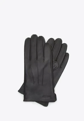 Męskie rękawiczki skórzane z przeszyciami czarne Wittchen