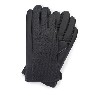 Męskie rękawiczki z plecionej skóry czarne Wittchen