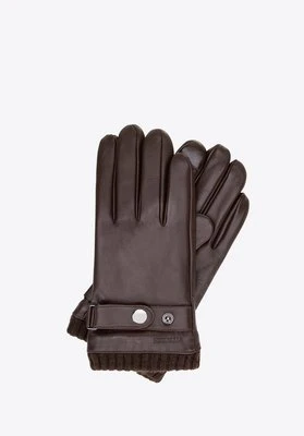 Męskie rękawiczki ze skóry naturalnej owczej brązowe Wittchen